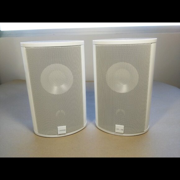 White Metal Oval Canton CD 220 Wall Mount Speakers Pair satellites German brand - Picture 3 of 15